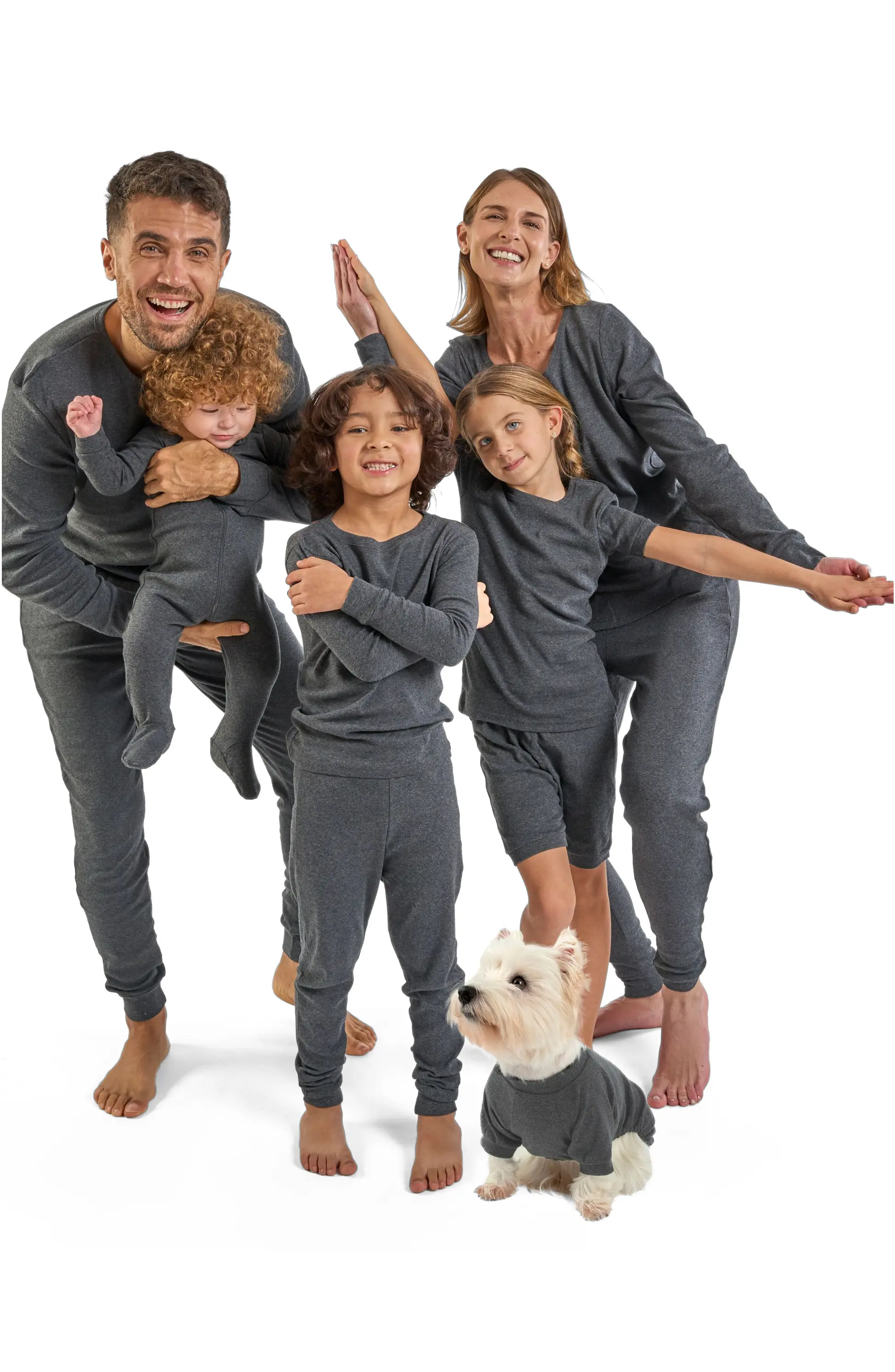 Dog Cotton Matching Family Pajamas, Solid Colors